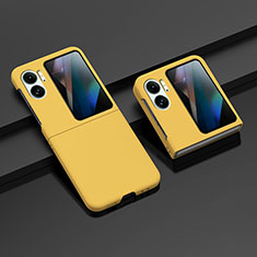 Funda Dura Plastico Rigida Carcasa Mate Frontal y Trasera 360 Grados ZL8 para Oppo Find N2 Flip 5G Amarillo