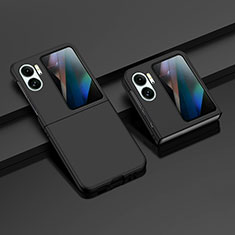 Funda Dura Plastico Rigida Carcasa Mate Frontal y Trasera 360 Grados ZL8 para Oppo Find N2 Flip 5G Negro