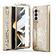 Funda Dura Plastico Rigida Carcasa Mate Frontal y Trasera 360 Grados ZL8 para Samsung Galaxy Z Fold5 5G Oro