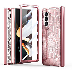 Funda Dura Plastico Rigida Carcasa Mate Frontal y Trasera 360 Grados ZL8 para Samsung Galaxy Z Fold5 5G Oro Rosa