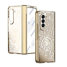 Funda Dura Plastico Rigida Carcasa Mate Frontal y Trasera 360 Grados ZL9 para Samsung Galaxy Z Fold5 5G Oro