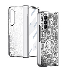 Funda Dura Plastico Rigida Carcasa Mate Frontal y Trasera 360 Grados ZL9 para Samsung Galaxy Z Fold5 5G Plata