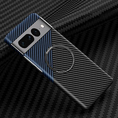 Funda Dura Plastico Rigida Carcasa Mate Twill con Mag-Safe Magnetic para Google Pixel 7 Pro 5G Azul y Negro