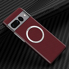 Funda Dura Plastico Rigida Carcasa Mate Twill con Mag-Safe Magnetic para Google Pixel 7 Pro 5G Rojo