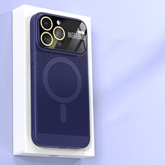 Funda Dura Plastico Rigida Carcasa Perforada con Mag-Safe Magnetic JS1 para Apple iPhone 13 Pro Azul