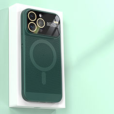 Funda Dura Plastico Rigida Carcasa Perforada con Mag-Safe Magnetic JS1 para Apple iPhone 13 Pro Max Verde