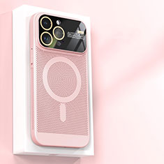 Funda Dura Plastico Rigida Carcasa Perforada con Mag-Safe Magnetic JS1 para Apple iPhone 16 Pro Rosa