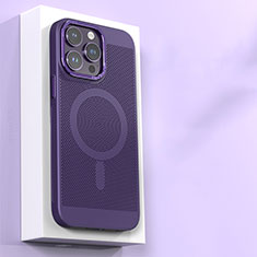 Funda Dura Plastico Rigida Carcasa Perforada con Mag-Safe Magnetic para Apple iPhone 14 Pro Morado