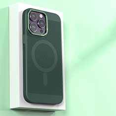 Funda Dura Plastico Rigida Carcasa Perforada con Mag-Safe Magnetic para Apple iPhone 14 Pro Verde