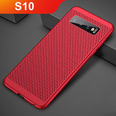 Funda Dura Plastico Rigida Carcasa Perforada para Samsung Galaxy S10 5G Rojo