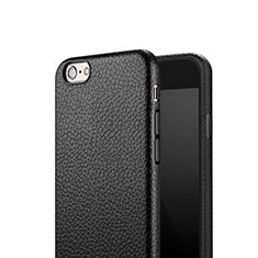 Funda Dura Plastico Rigida de Cuero para Apple iPhone 6S Negro