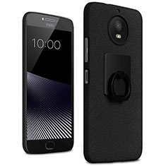 Funda Dura Plastico Rigida Fino Arenisca con Anillo de dedo Soporte para Motorola Moto G5S Negro