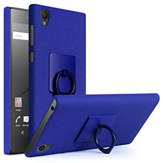 Funda Dura Plastico Rigida Fino Arenisca con Anillo de dedo Soporte para Sony Xperia L1 Azul