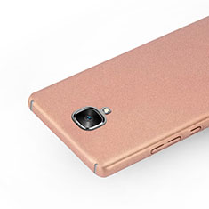 Funda Dura Plastico Rigida Fino Arenisca para OnePlus 3 Oro Rosa