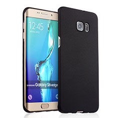Funda Dura Plastico Rigida Fino Arenisca R03 para Samsung Galaxy S6 Edge+ Plus SM-G928F Negro