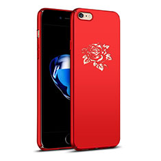 Funda Dura Plastico Rigida Flores para Apple iPhone 6 Rojo