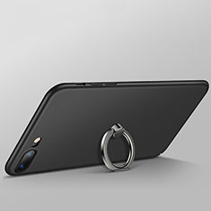 Funda Dura Plastico Rigida Mate con Anillo de dedo Soporte A01 para Apple iPhone 8 Plus Negro