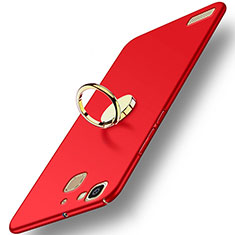 Funda Dura Plastico Rigida Mate con Anillo de dedo Soporte A02 para Huawei Enjoy 5S Rojo