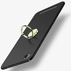 Funda Dura Plastico Rigida Mate con Anillo de dedo Soporte A02 para Xiaomi Redmi 3 Negro