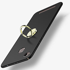 Funda Dura Plastico Rigida Mate con Anillo de dedo Soporte A02 para Xiaomi Redmi 3S Negro
