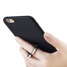 Funda Dura Plastico Rigida Mate con Anillo de dedo Soporte para Apple iPhone 6 Negro