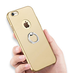 Funda Dura Plastico Rigida Mate con Anillo de dedo Soporte para Apple iPhone 6S Plus Oro