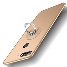 Funda Dura Plastico Rigida Mate con Anillo de dedo Soporte para Huawei Enjoy 8e Oro