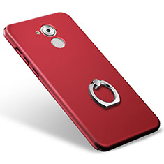 Funda Dura Plastico Rigida Mate con Anillo de dedo Soporte para Huawei Honor 6C Rojo