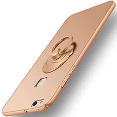 Funda Dura Plastico Rigida Mate con Anillo de dedo Soporte para Huawei P10 Lite Oro