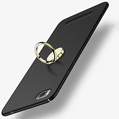 Funda Dura Plastico Rigida Mate con Anillo de dedo Soporte para Xiaomi Mi 4C Negro