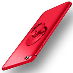 Funda Dura Plastico Rigida Mate con Anillo de dedo Soporte para Xiaomi Mi 5S Rojo