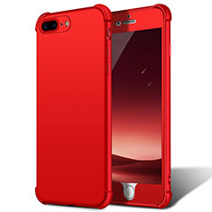 Funda Dura Plastico Rigida Mate Frontal y Trasera 360 Grados D01 para Apple iPhone 7 Plus Rojo