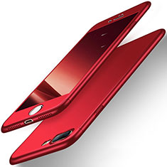 Funda Dura Plastico Rigida Mate Frontal y Trasera 360 Grados Q01 para Apple iPhone 7 Plus Rojo