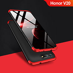 Funda Dura Plastico Rigida Mate Frontal y Trasera 360 Grados Q01 para Huawei Honor View 20 Rojo y Negro