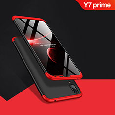 Funda Dura Plastico Rigida Mate Frontal y Trasera 360 Grados Q01 para Huawei Y7 Prime (2019) Rojo y Negro