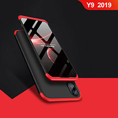 Funda Dura Plastico Rigida Mate Frontal y Trasera 360 Grados Q01 para Huawei Y9 (2019) Rojo y Negro