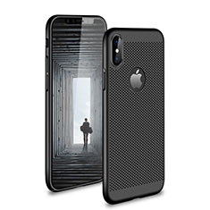 Funda Dura Plastico Rigida Perforada H01 para Apple iPhone Xs Negro