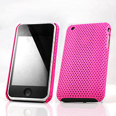 Funda Dura Plastico Rigida Perforada para Apple iPhone 3G 3GS Rosa Roja