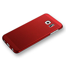 Funda Dura Plastico Rigida Perforada para Samsung Galaxy S6 Edge SM-G925 Rojo