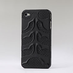 Funda Dura Plastico Rigida Perforada Peces para Apple iPhone 4 Negro