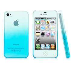 Funda Dura Plastico Rigida Transparente Gradient para Apple iPhone 4 Azul Cielo