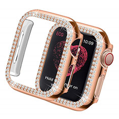 Funda Dura Rigida Lujo Diamante Brillante para Apple iWatch 5 44mm Oro Rosa