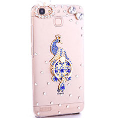 Funda Dura Rigida Lujo Diamante Brillante Pavo real para Huawei G8 Mini Azul