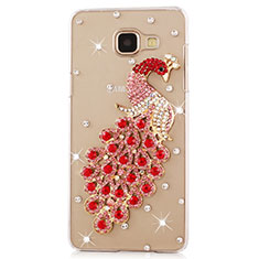 Funda Dura Rigida Lujo Diamante Brillante Pavo real para Samsung Galaxy On7 (2016) G6100 Rojo