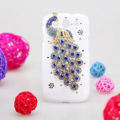 Funda Dura Rigida Lujo Diamante Brillante Pavo real para Samsung Galaxy S3 III LTE 4G Azul