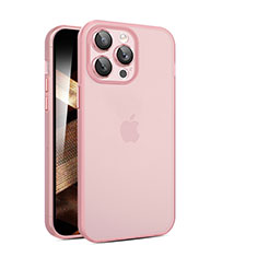 Funda Dura Ultrafina Carcasa Transparente Mate QC para Apple iPhone 15 Pro Max Rosa