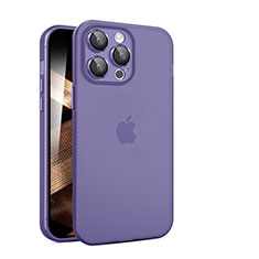 Funda Dura Ultrafina Carcasa Transparente Mate QC para Apple iPhone 16 Pro Morado