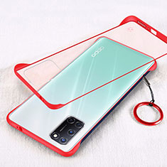 Funda Dura Ultrafina Carcasa Transparente Mate U01 para Oppo A52 Rojo