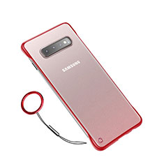 Funda Dura Ultrafina Carcasa Transparente Mate U02 para Samsung Galaxy S10 Rojo