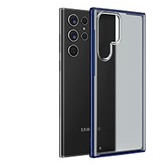 Funda Dura Ultrafina Carcasa Transparente Mate U04 para Samsung Galaxy S22 Ultra 5G Azul